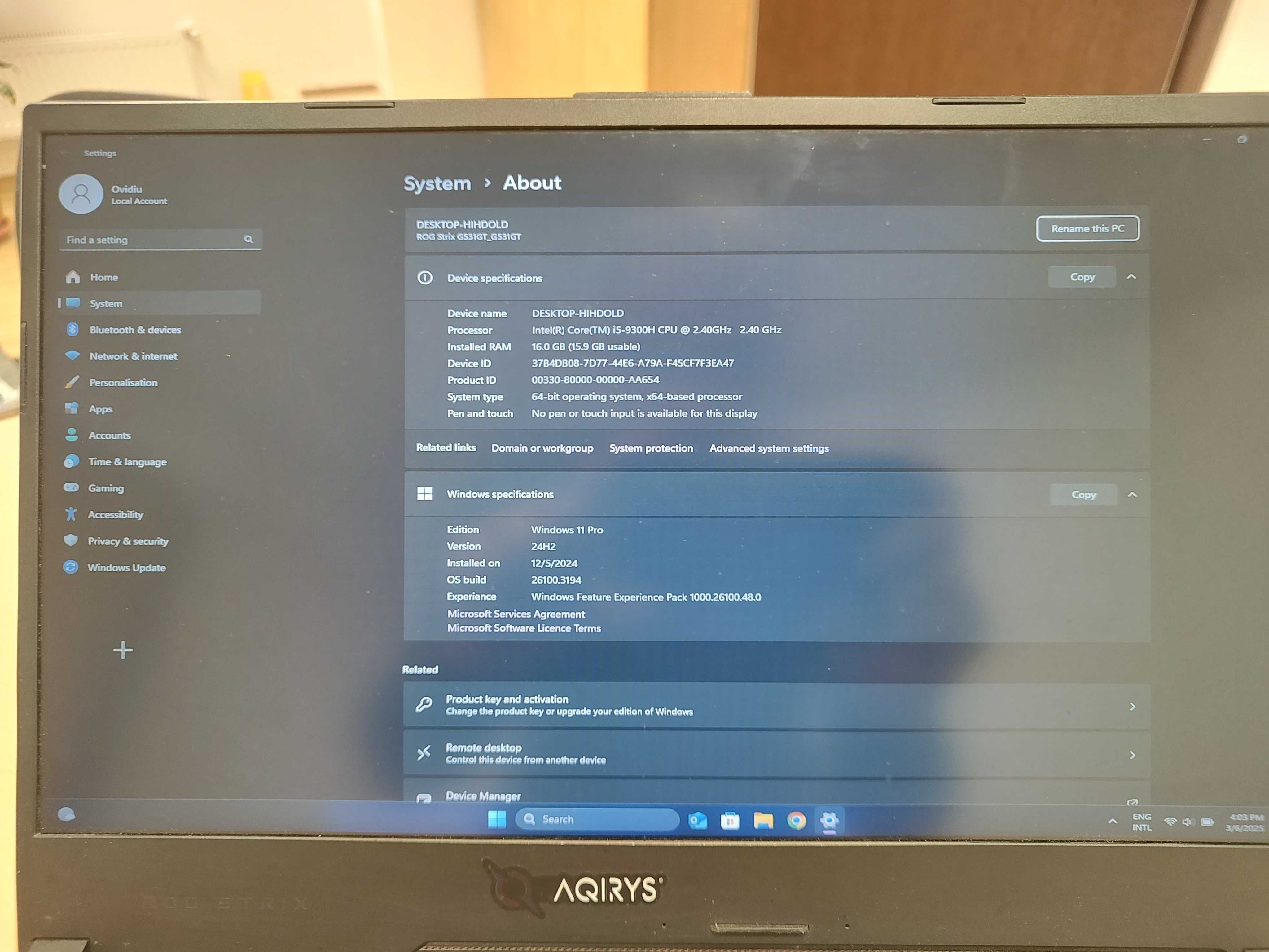 Laptop Gaming ASUS ROG Strix G G531GT, i5-9300H, 16GB RAM, 15.6