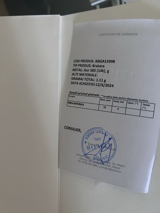 Bratara Teilor de dama - Aur 14K cu perle naturale