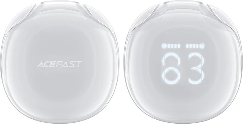 Căști Acefast T9, wireless, Bluetooth 5.3, cu afișaj LED, albe