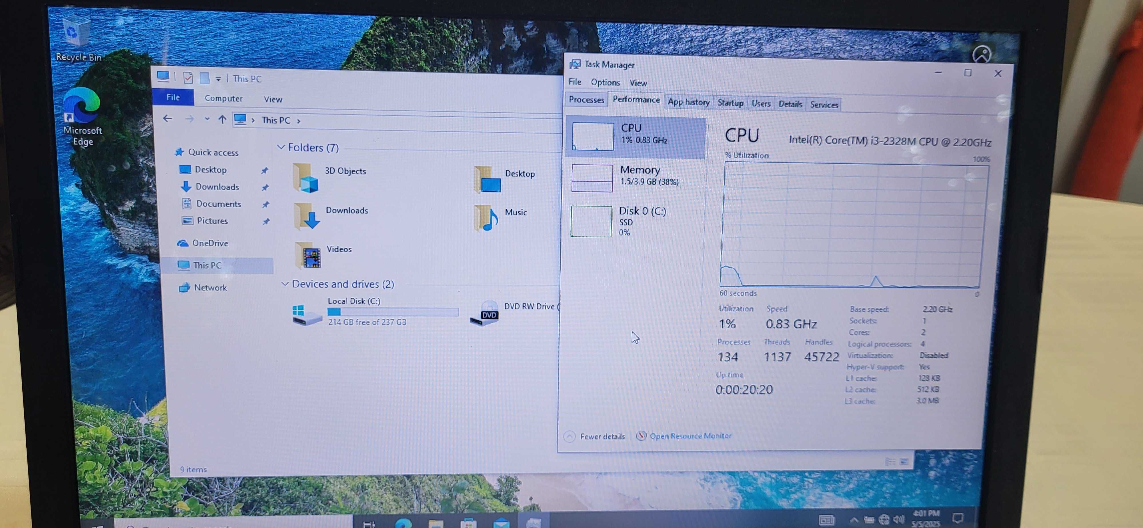 PC Lenovo B578e, core i3-2328M 256 GB Intel SSD