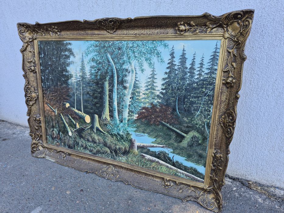Vând Rama si tablou pictat manual pe pinza de pictorul BELU