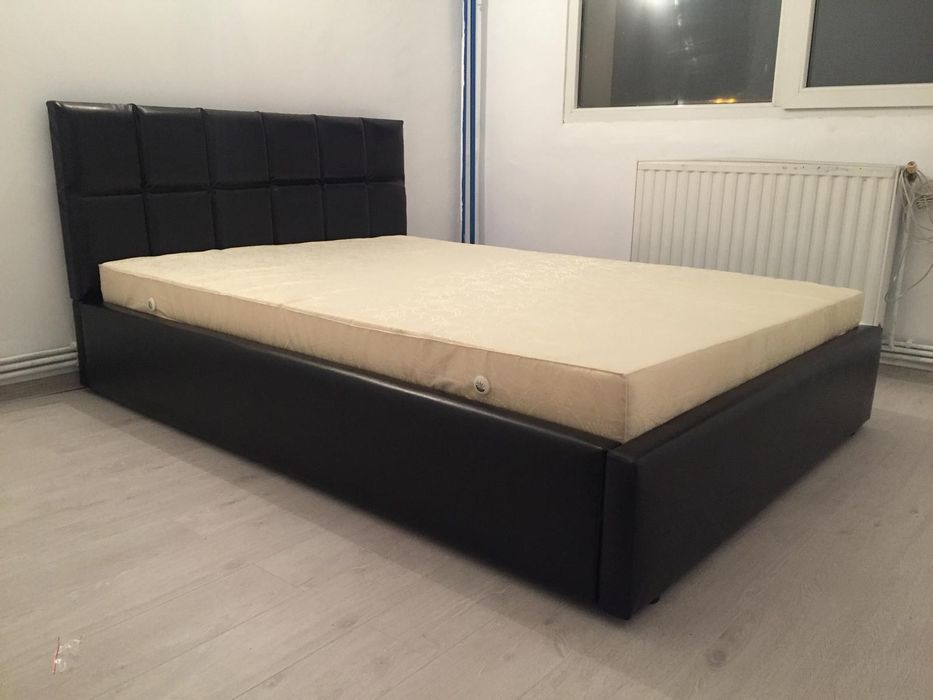 Pat Tapițat NOU pe Structura de Lemn| Transport GRATUIT