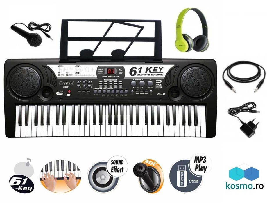 Orga electronica copii MQ809 61 clape + Casti bluetooth + Microfon,USB