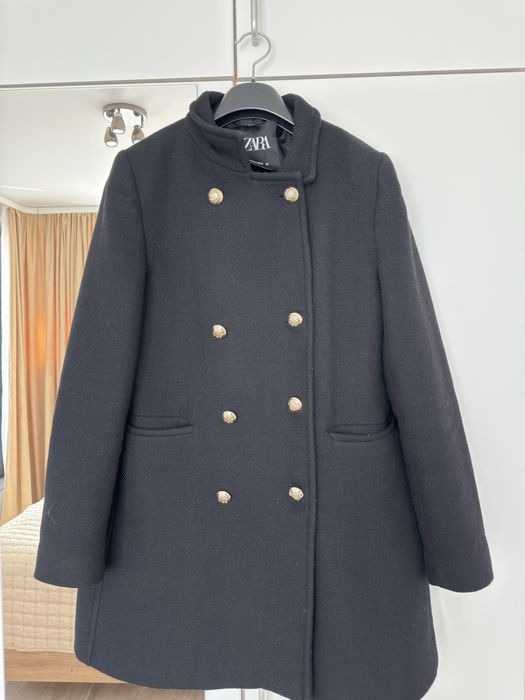 Черно палто с вълна ZARA - размер S