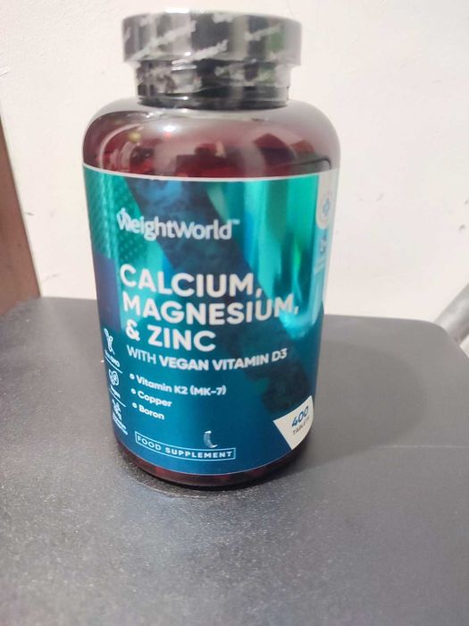 Калций + магнезий + цинк, Weight World (UK), 400т. + Мед и Витамин Д