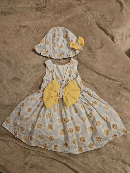 Rochie si palarie Anne Bebe 12-18 luni -> 80-86 cm - stare foarte buna