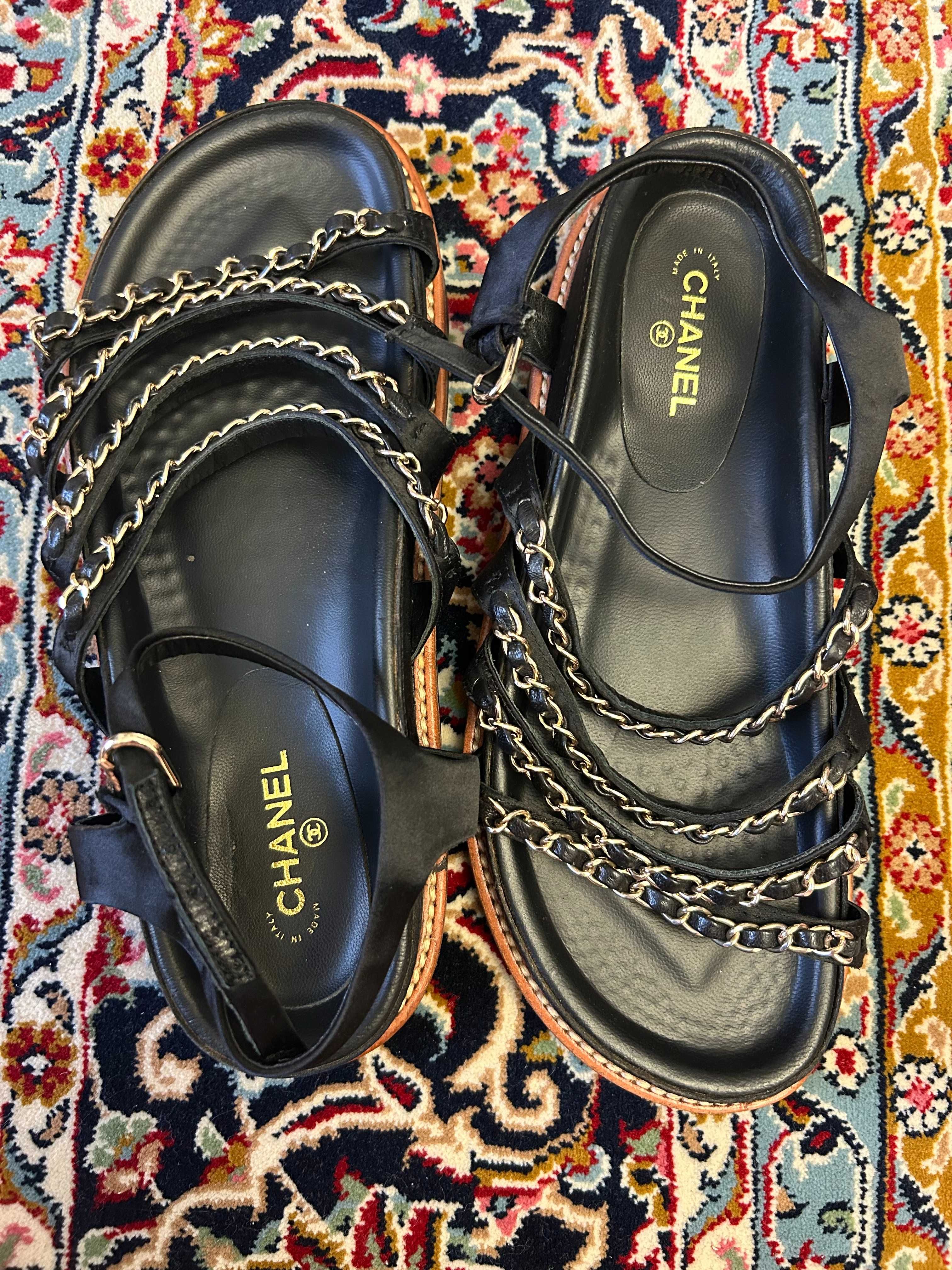 Sandale gladiator Chanel – piele și satin, 37