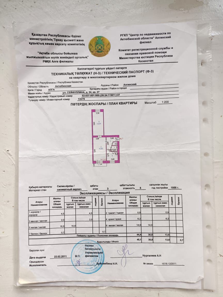 Продажа квартира в городе Алға