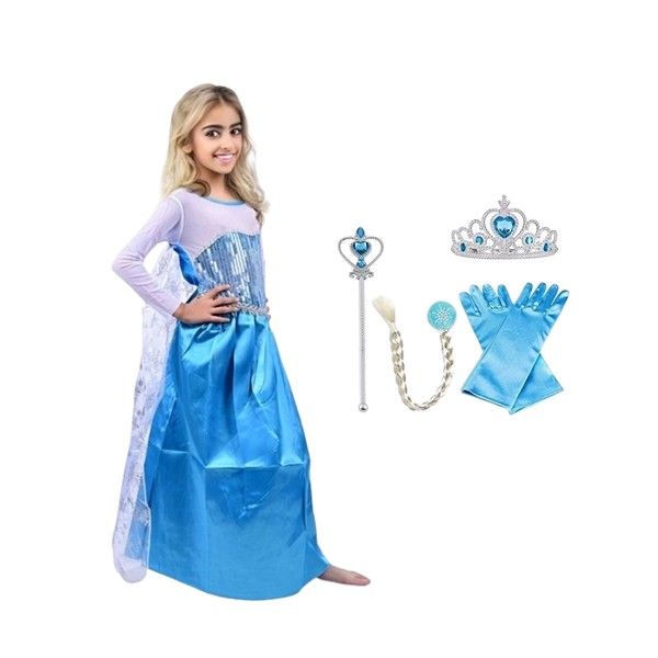 Set rochie si patru accesorii Elsa Frozen, 3-5 ani, Carnaval