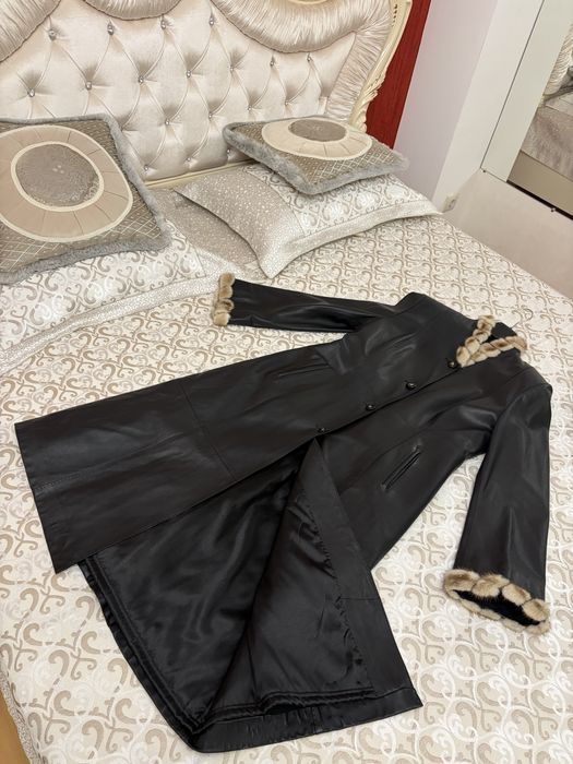 Пальто натуральная кожа и норка,Кожанное пальто