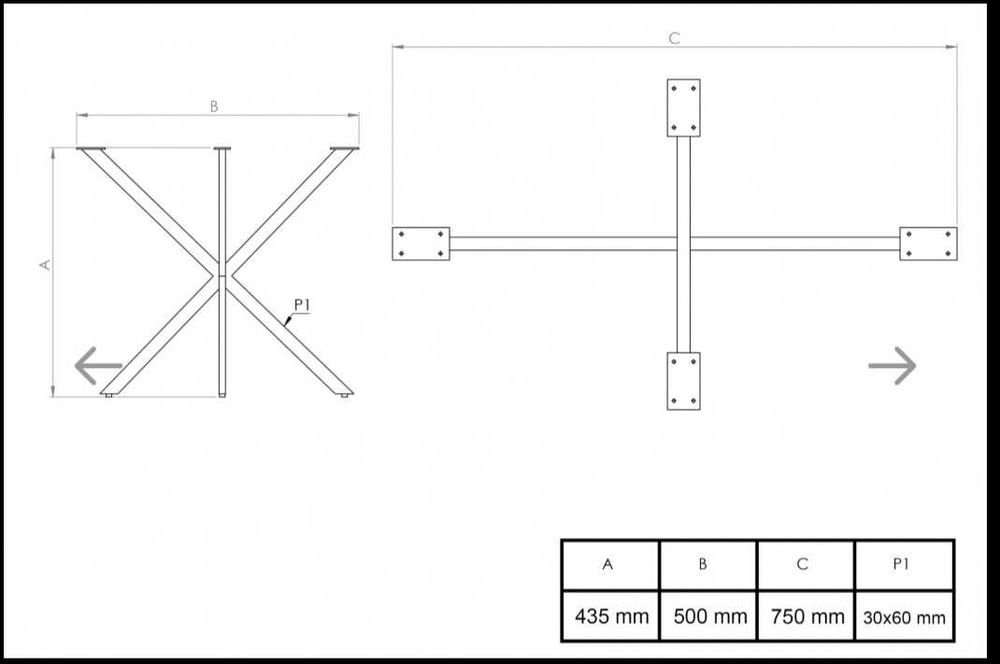 Метален крак тип паяк за холна или офис маса