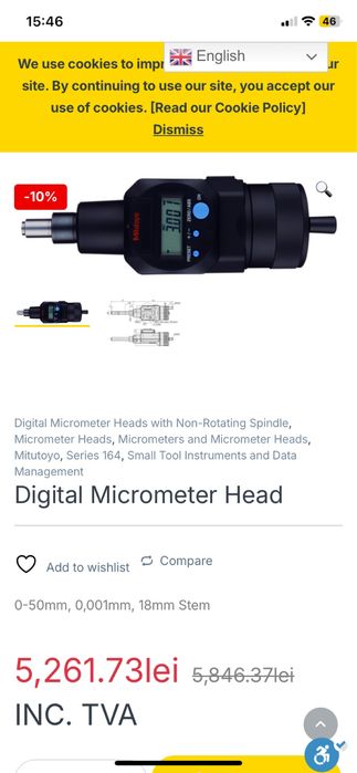 Micrometru de super mare precizie, impecabil Mitutoyo Digimatic Head