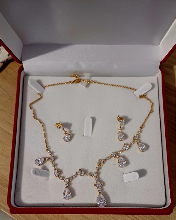 Vand colier argint suflat cu aur si pietre Swarovski