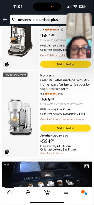 NespressCreatista Coffee machine, with Milk frother wand Vertuo coffee