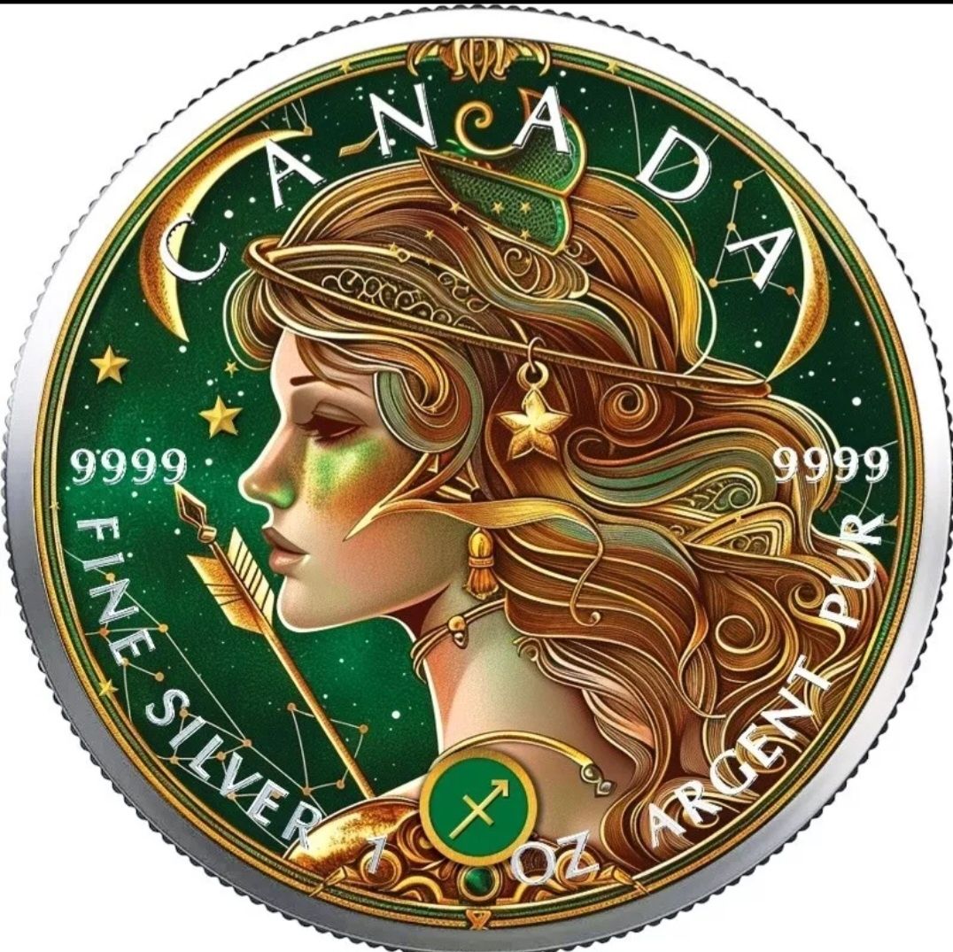 Сребърна монета Canada 1 OZ Silver зодия Стрелец    
1 OZ  Silver Aust