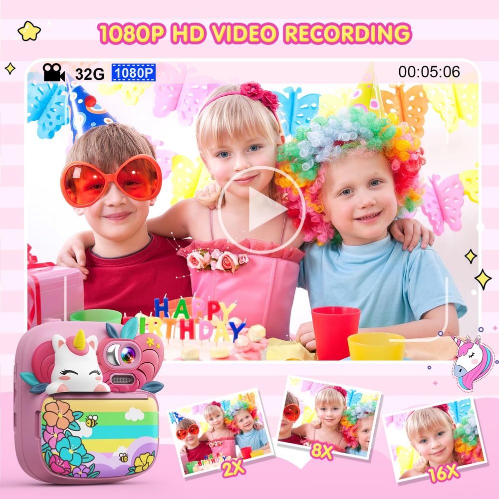 TIATUA Цифров фотоапарат/моментален печат/2.4'' екран/12MP/1080P HD