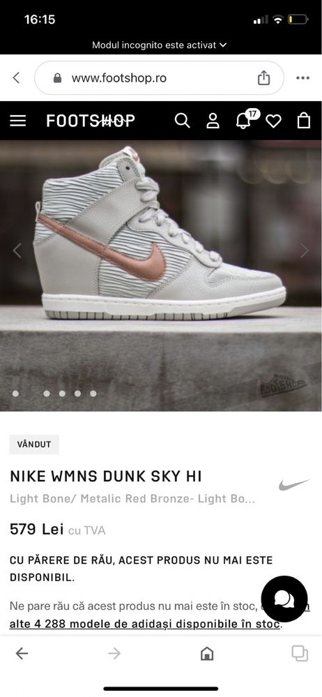 Vând nike dunk grey