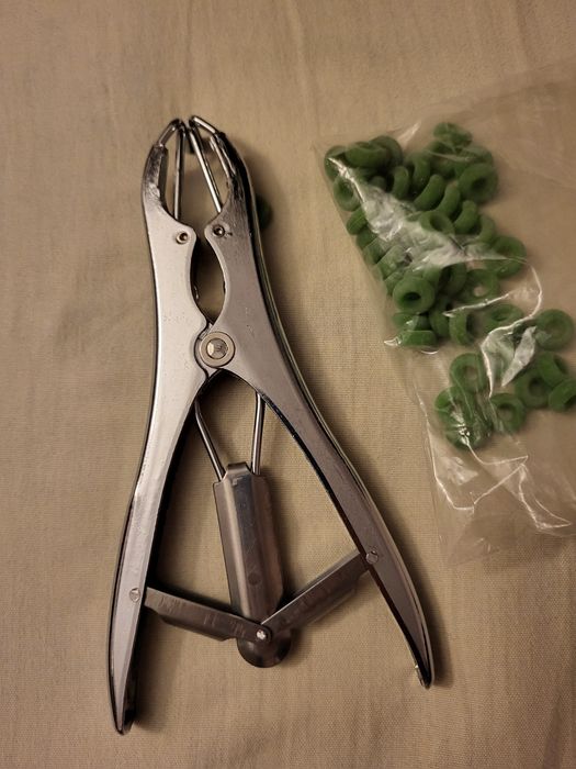 Cleste ecornare/castrare prin aplicare inele de cauciuc + 50 de inele