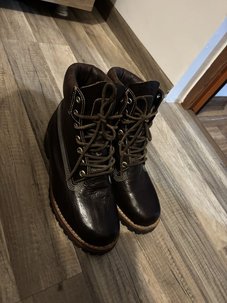 Ghete Timberland barbati din piele integral+sireturi piele intoarsa