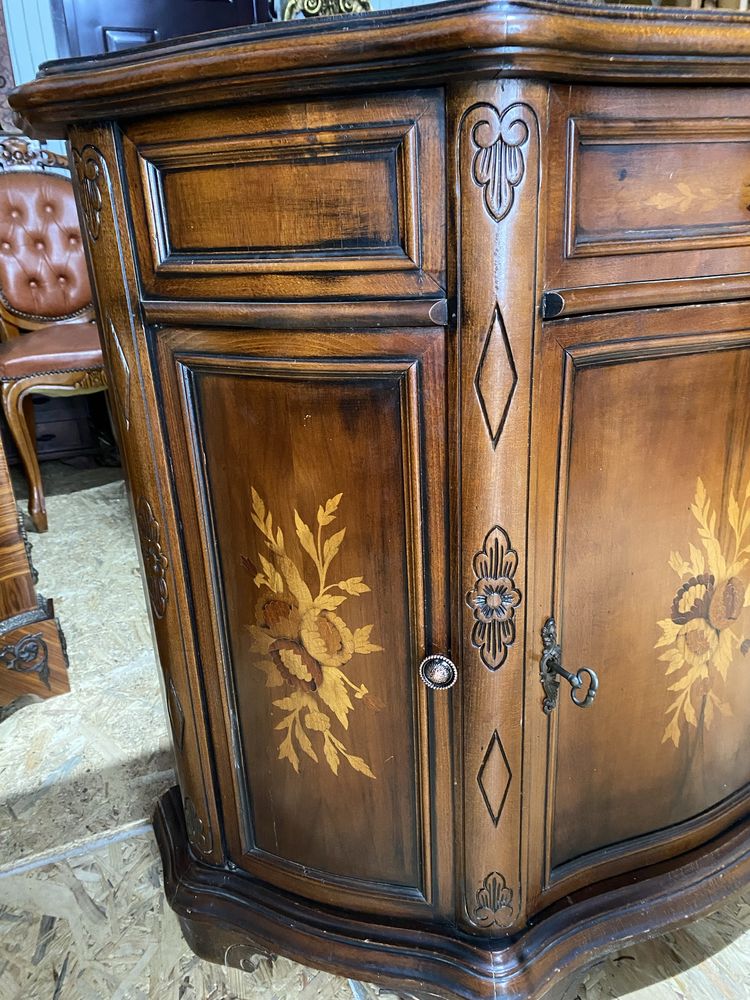 Comoda Lemn Masiv Intarsi Vintage Antic