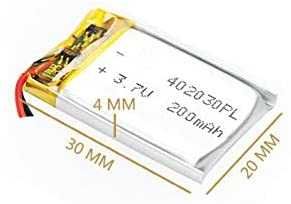 402030 - Acumulator Li-Polymer - 3,7 V - 200mah - 20x30x4 mm