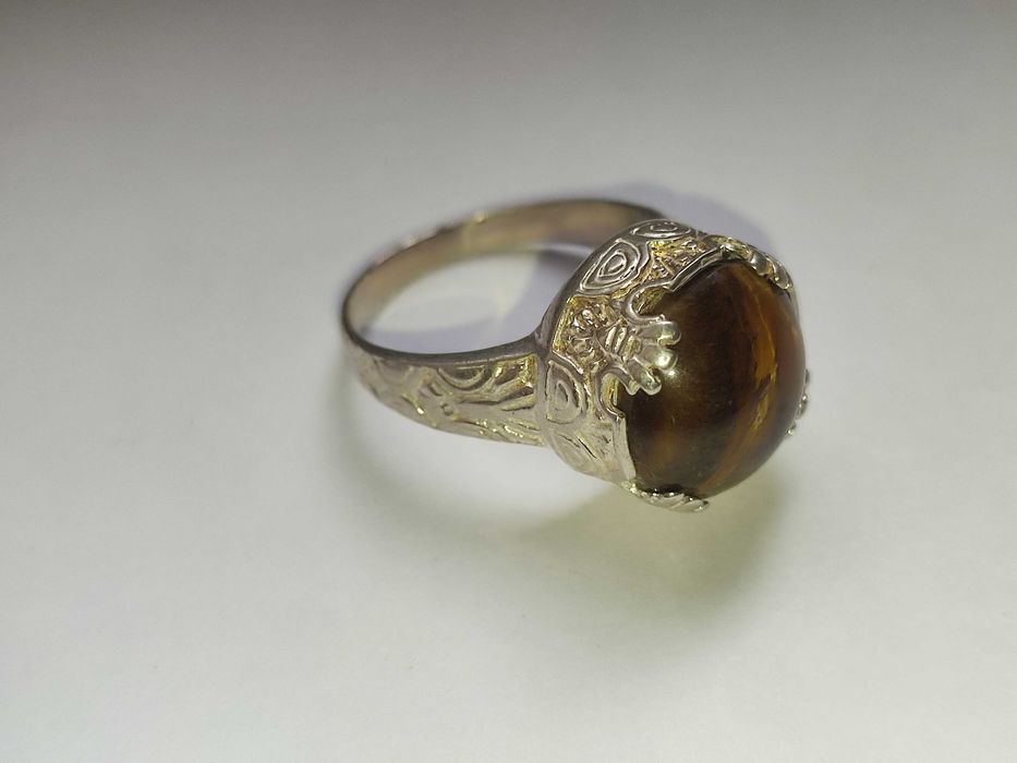 Кольцо серебряное с камнем ТИГРОВЫЙ ГЛАЗ