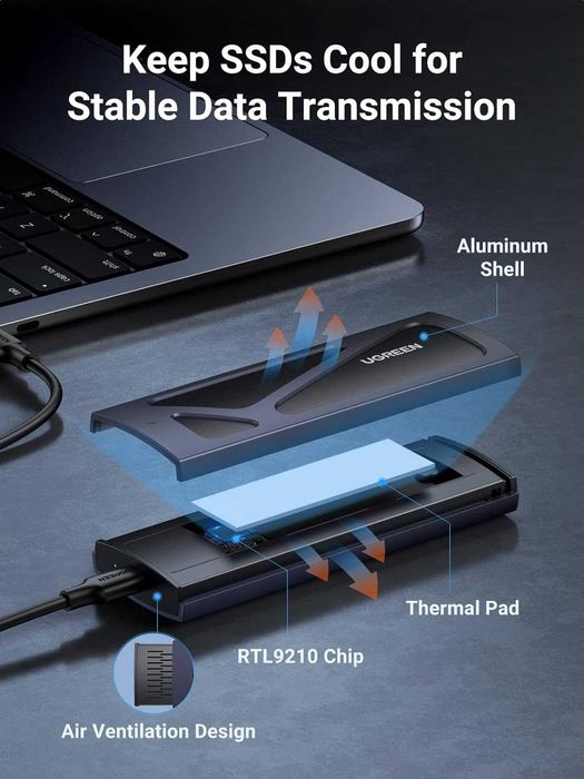 Adaptor SSD M.2 NGFF PCIe / NVMe la USB 3.0 USB-C rack extern carcasa