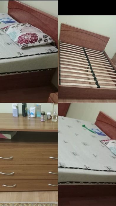 Двухспальная кровать с комодом