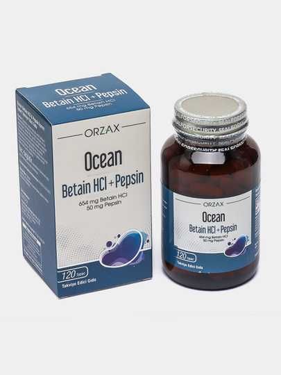 Бетаин и пепсин Orzax Betaine HCI Pepsin, 120 таблеток
