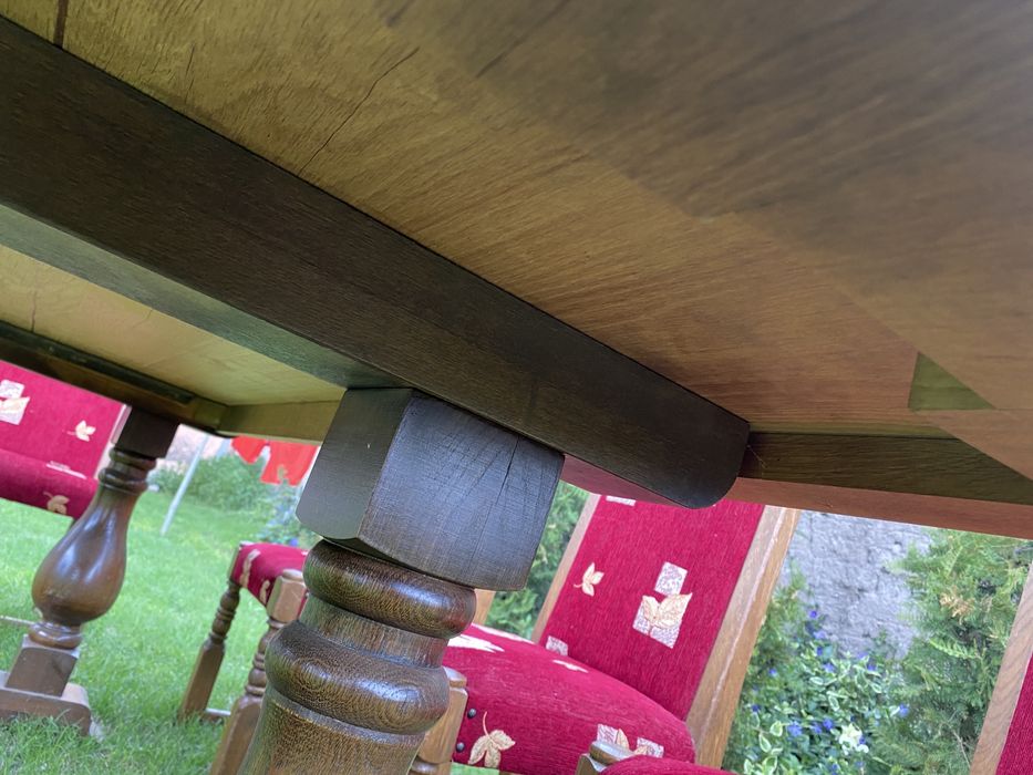 Френска трапезна маса от масивен дъб 210/90/ 74 + 4 стола