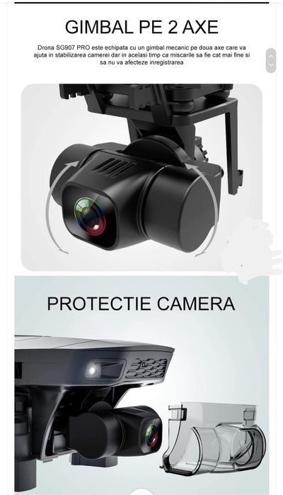 Drona cu Cameră 4K HD,Gimbal Electronic Cu 2-Axe,Zbor 14 min,800m,Noua