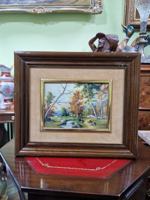 Прекрасна антикварна авторска картина емайл