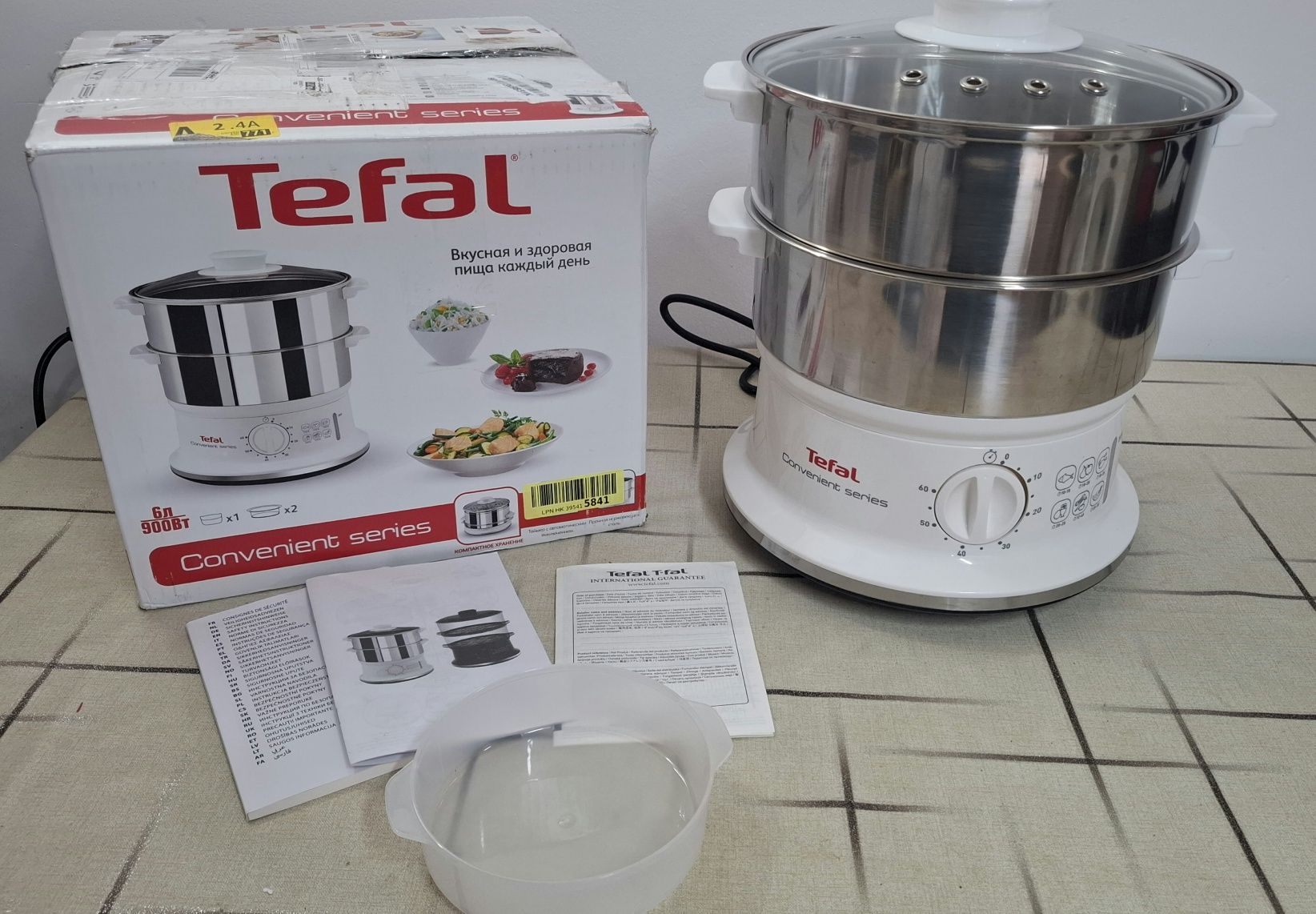 Уред за готвене на пара Tefal - VC145130, 900W, 2 зони, бял