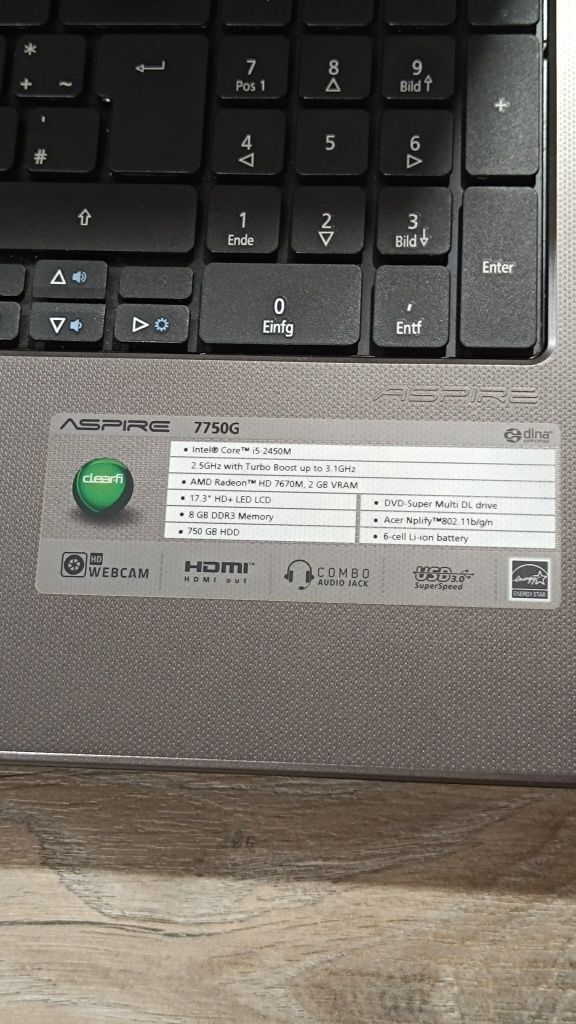 Лаптоп ACER Aspire intel i5  8GB  RAM  2GB видеокарта