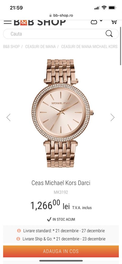 Ceas Michael Kors rose gold + cutie original