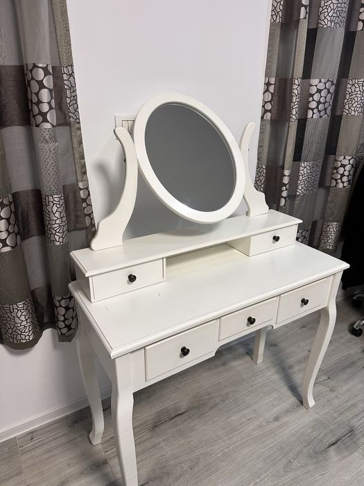Vand masa de machiaj MALLING cu oglindă albă