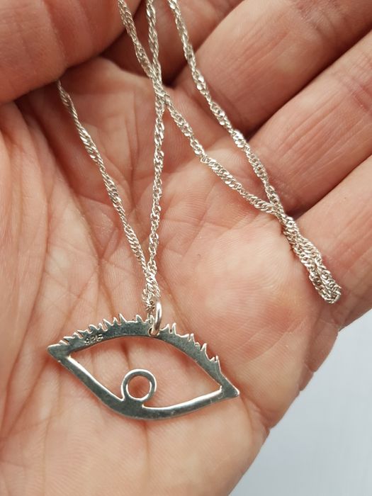 (40) lant colier argint 925 italy pandantiv ochi