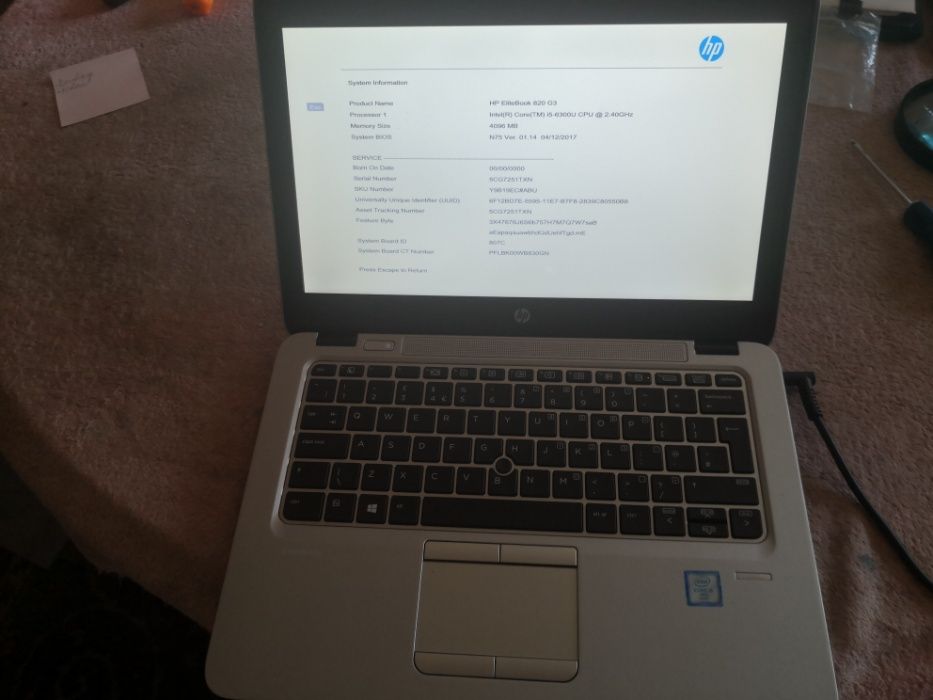 Laptop Hp EliteBook 820 G3 , I5 6300, 2,4/3 GHz, 8 GB DDR4, M2 512 GB