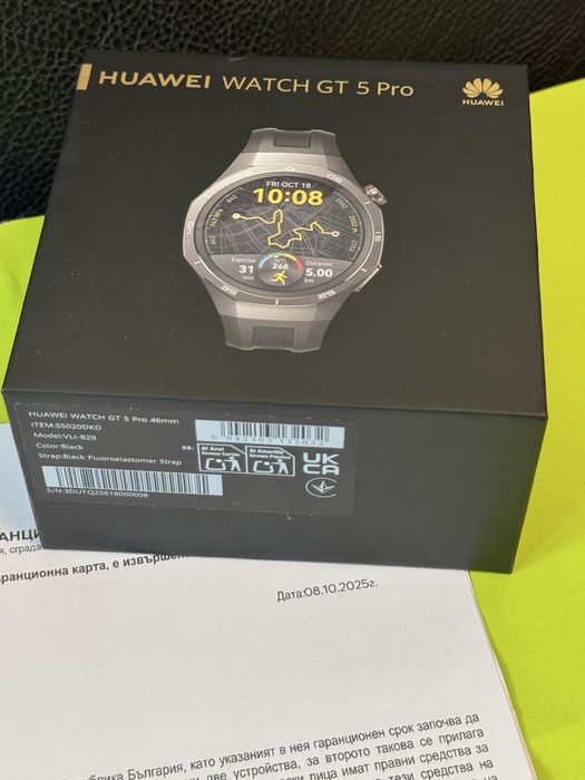 ЧИСТО НОВ 46mm Huawei Watch GT 5 Pro Yettel Гаранция 2027 Titanium GT5