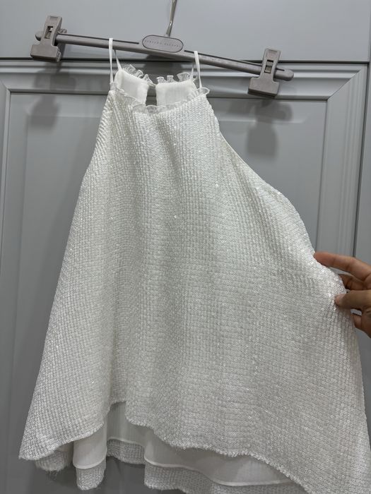 Белый топ зара с с паетками блестящий