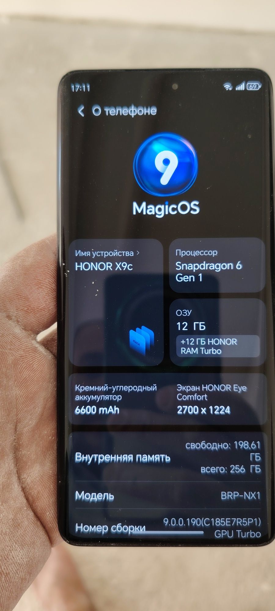 honor X 9c pamiyat 256 rom 12 gb