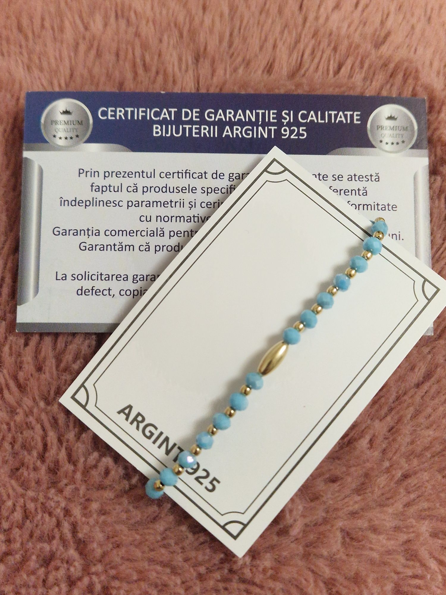Brățară hand-made cu bile de argint suflate cu aur