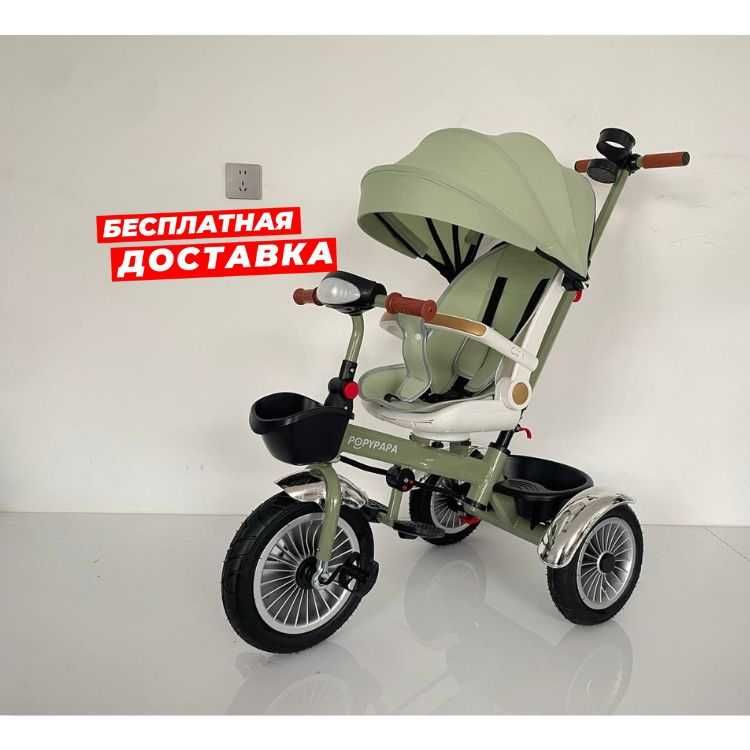 Велоколяска детская, трехколесный велосипед со святящимися фарами