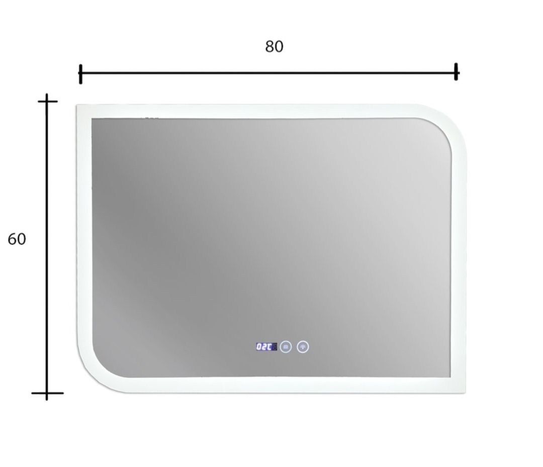 Oglinda baie cu led, termometru, ceas si sistem dezaburire
