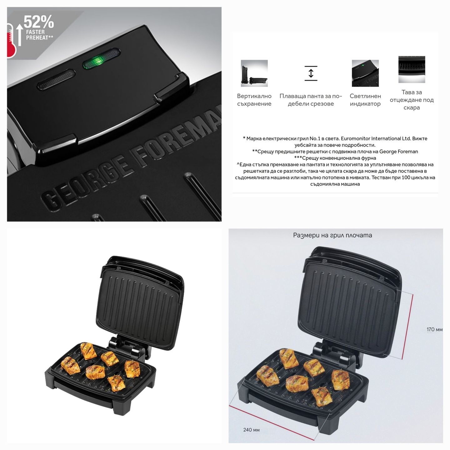 Тостер грил,скара George Foreman Immersa Grill Small 1100W,
