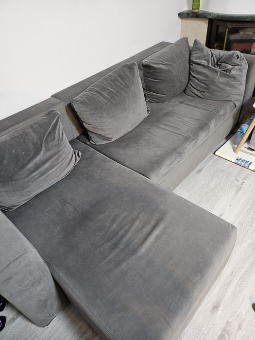 Сив ъглов разтегателен диван