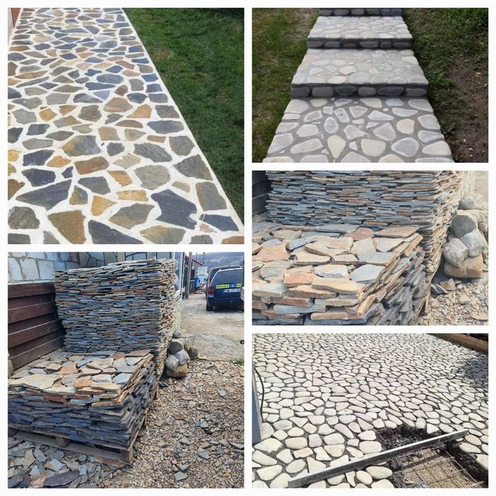 Piatră naturală de munte și plante ornamentale