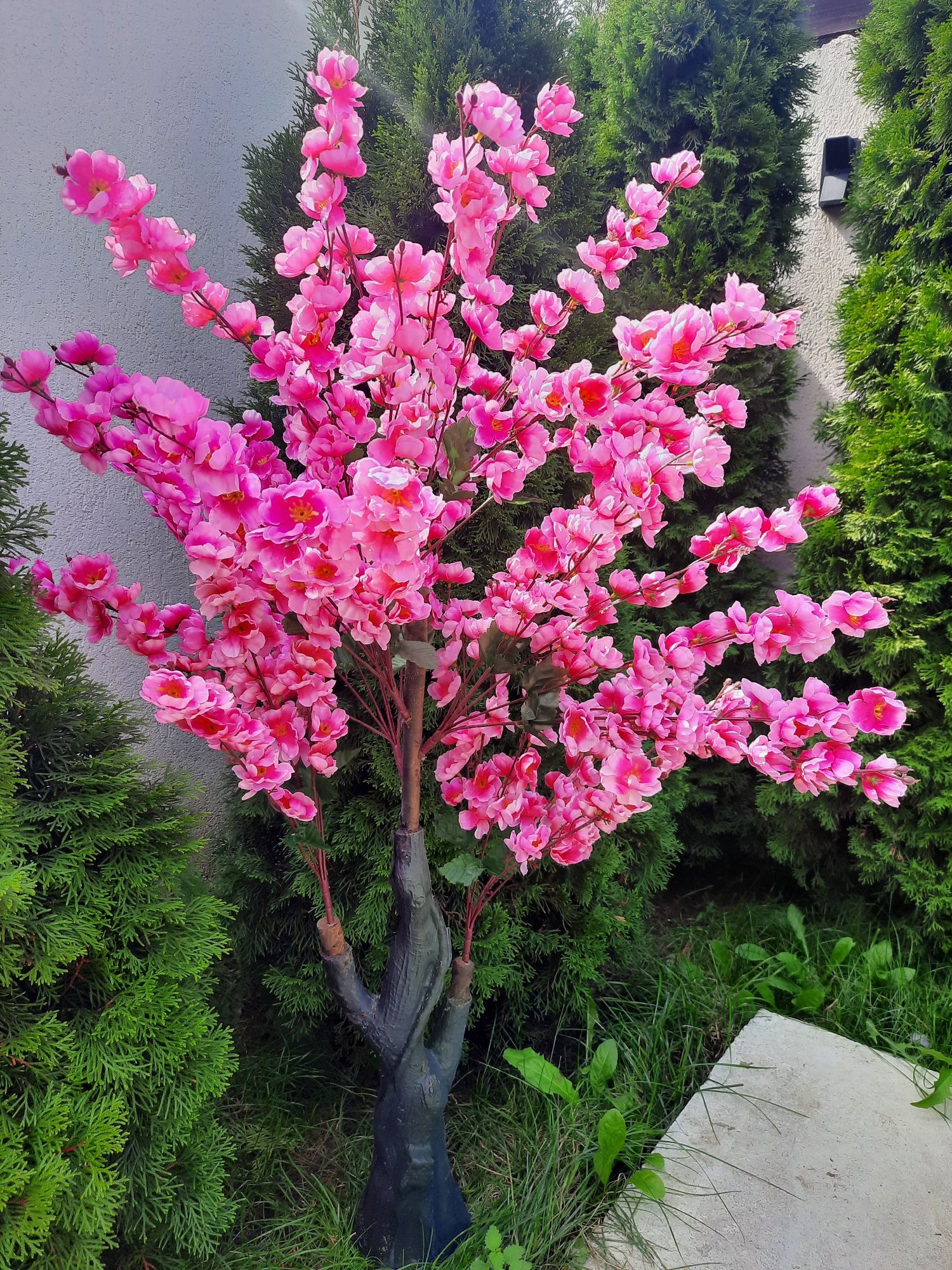 Pom copac flori cires trandafir roz rosu alb planta artificiala