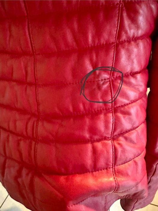 Geacă piele cu guler de vulpe