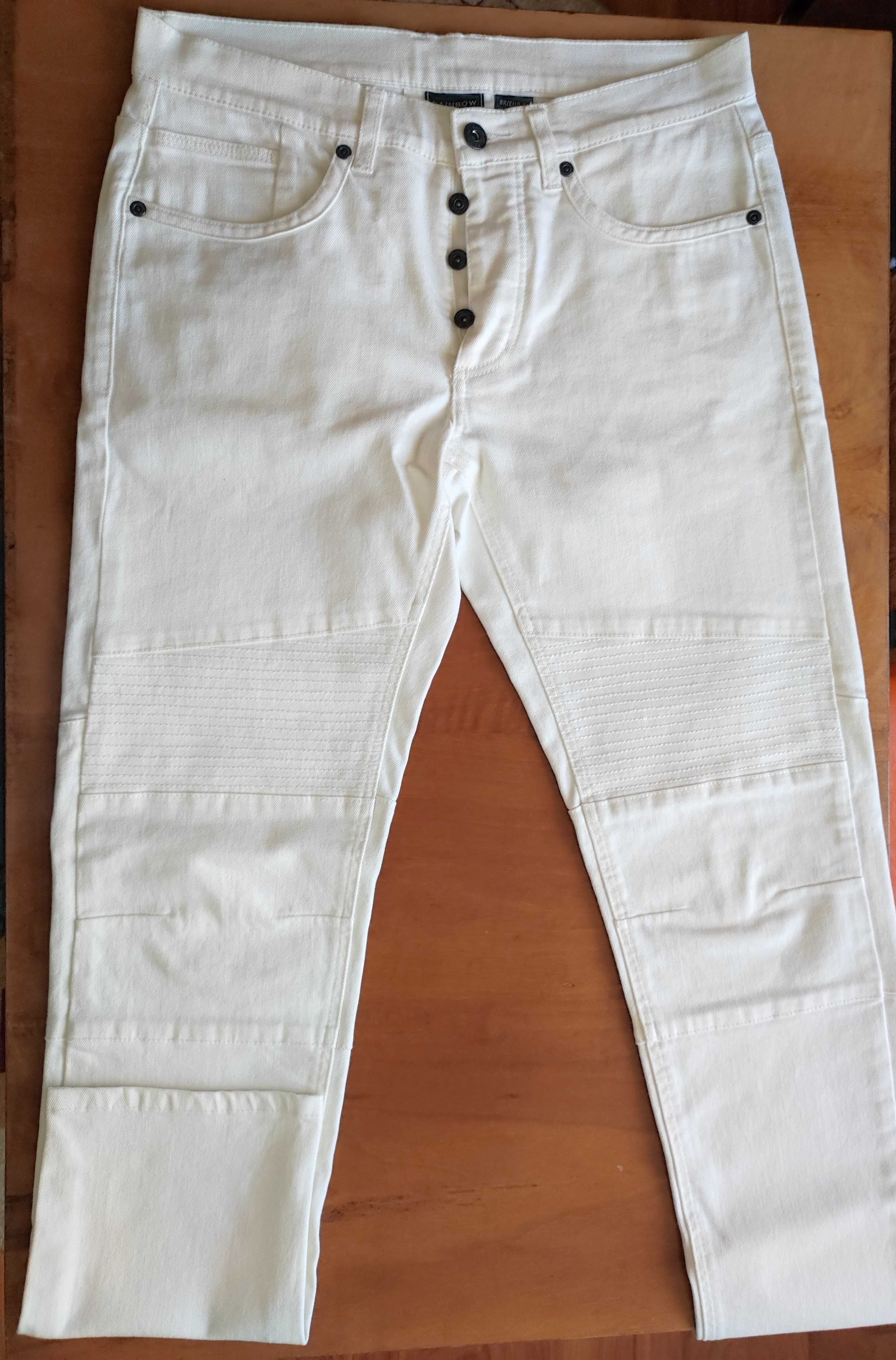 5 blugi slim fit H&M / C&A / BP / iEx, marime 32-US/M/48-EU, alb / gri